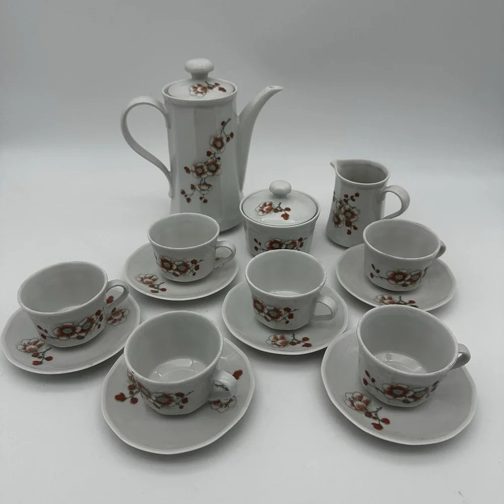 VINTAGE KAHLA Porcelain Tea Set Great Condition Pink Floral Set For 6 Tea Time